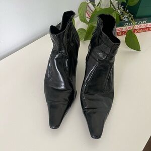 Franco Sarto Patent Leather Kitten Heel Ankle Boot